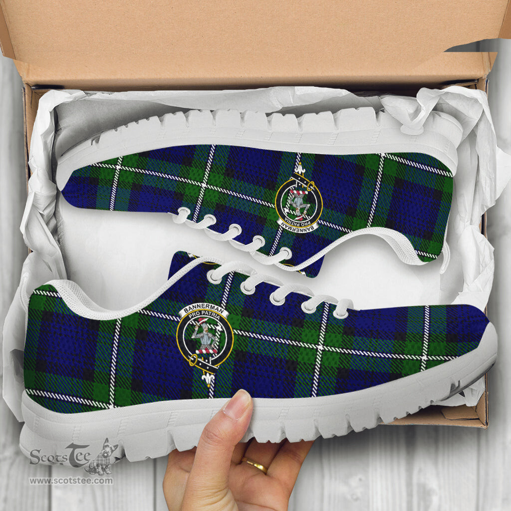 ScotsTee Shop Scottish Bannerman Clan Crest Tartan Sneakers Tartan Casual Shoes
