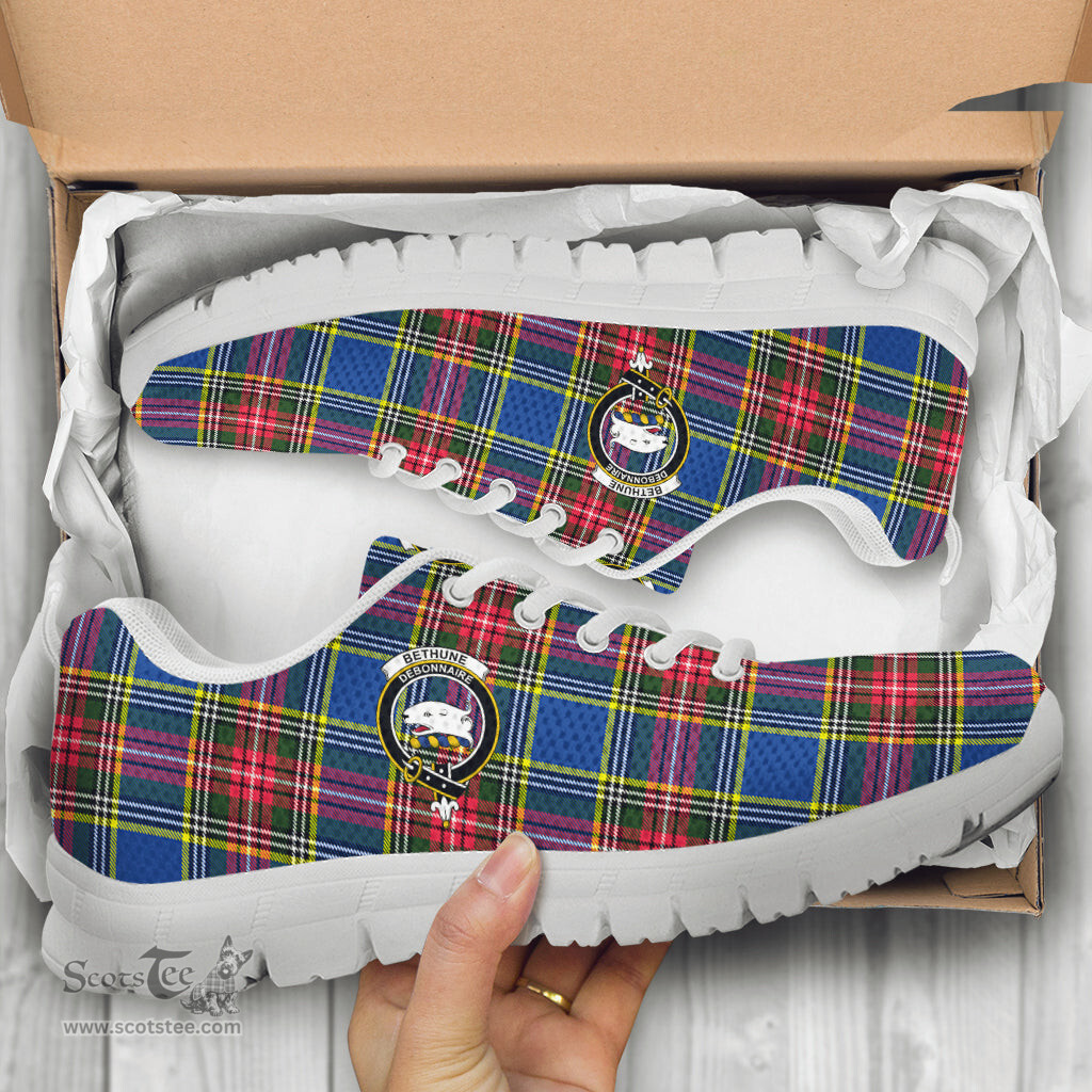 ScotsTee Shop Scottish Bethune Clan Crest Tartan Sneakers Tartan Casual Shoes