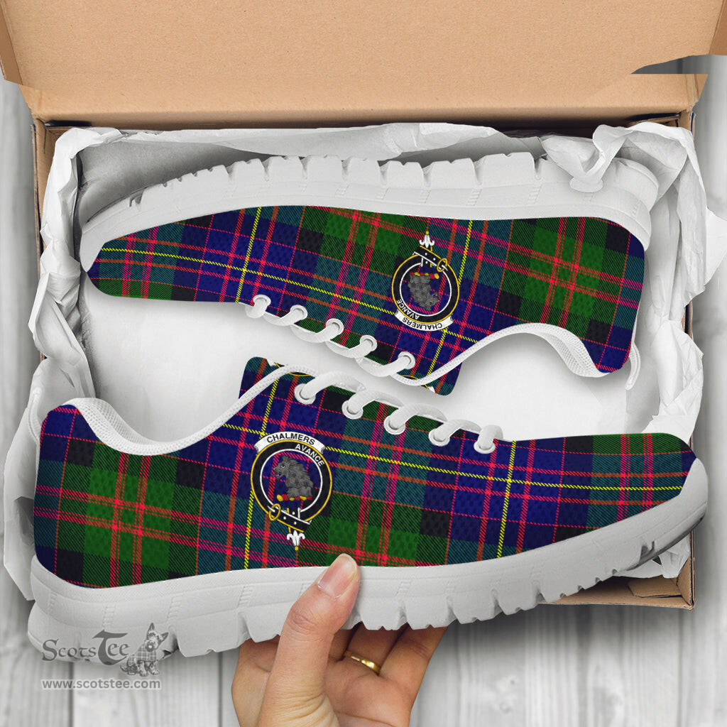 ScotsTee Shop Scottish Chalmers Modern Clan Crest Tartan Sneakers Tartan Casual Shoes