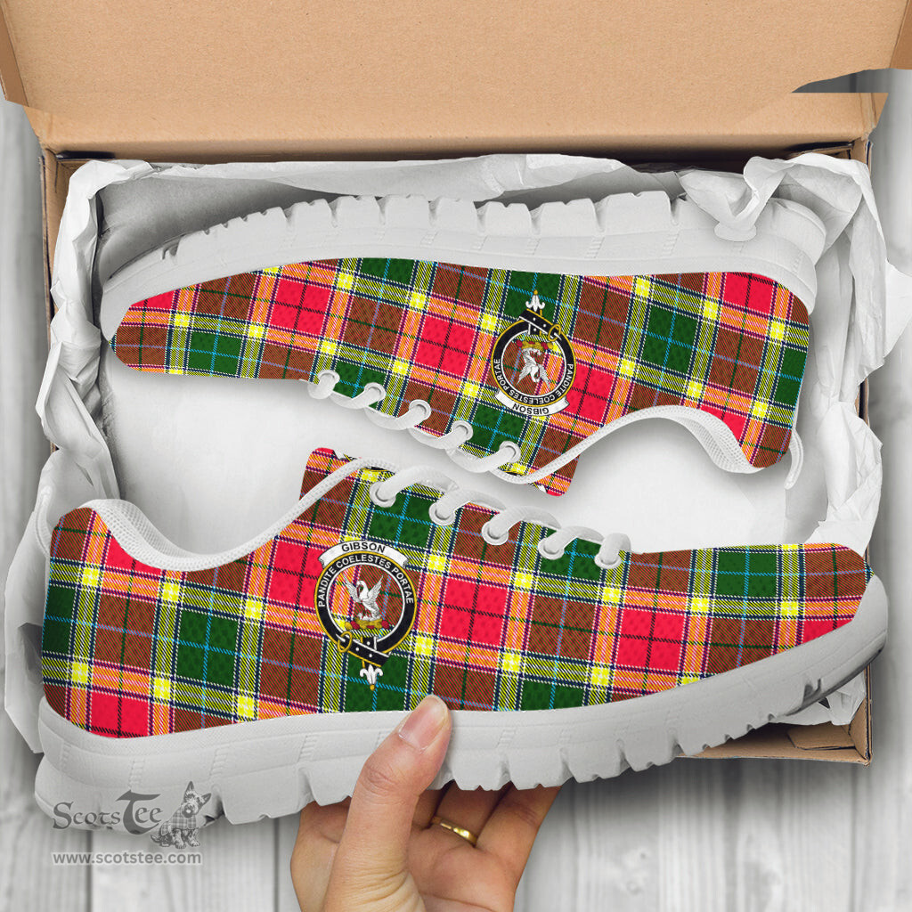 ScotsTee Shop Scottish Gibson Clan Crest Tartan Sneakers Tartan Casual Shoes