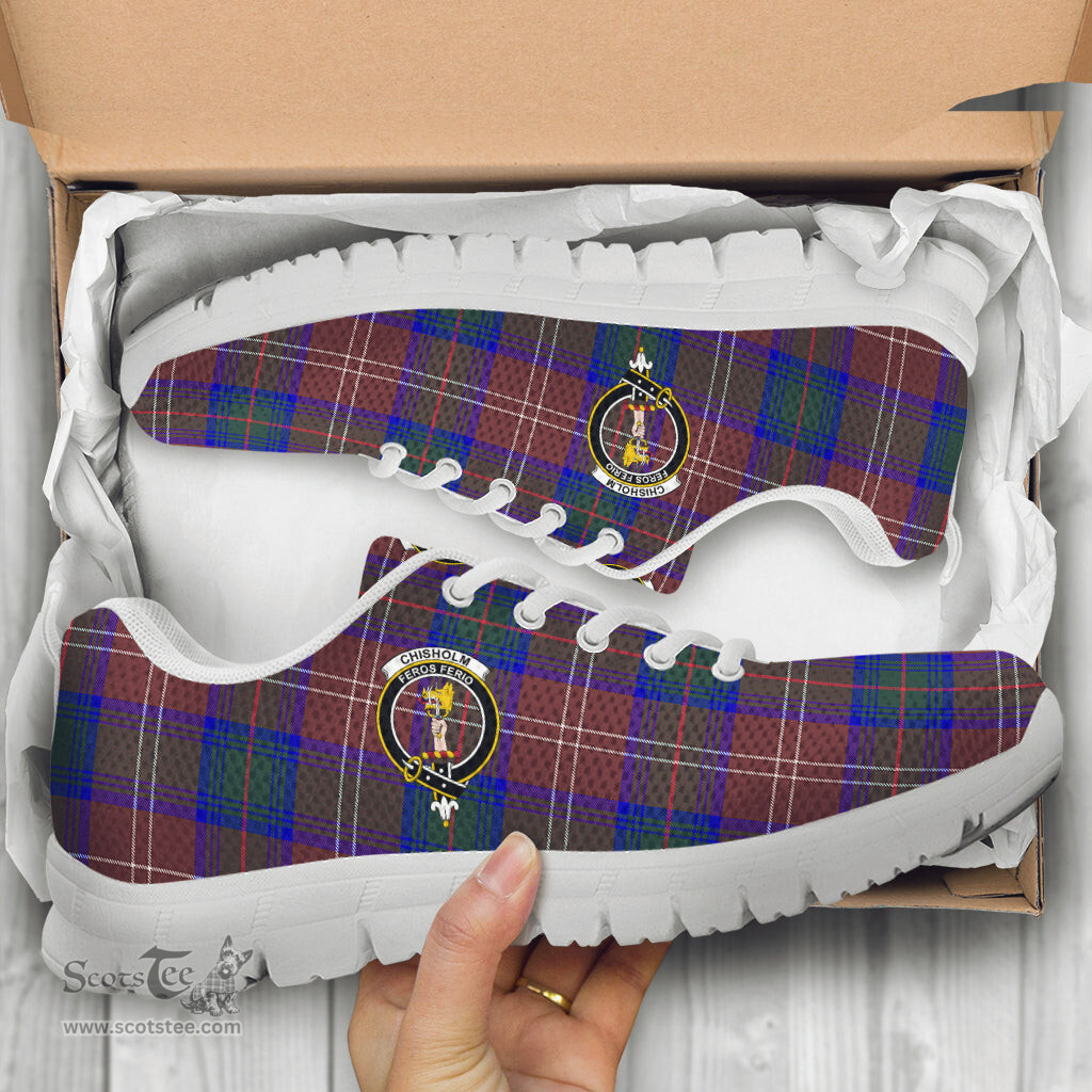 ScotsTee Shop Scottish Chisholm Hunting Modern Clan Crest Tartan Sneakers Tartan Casual Shoes