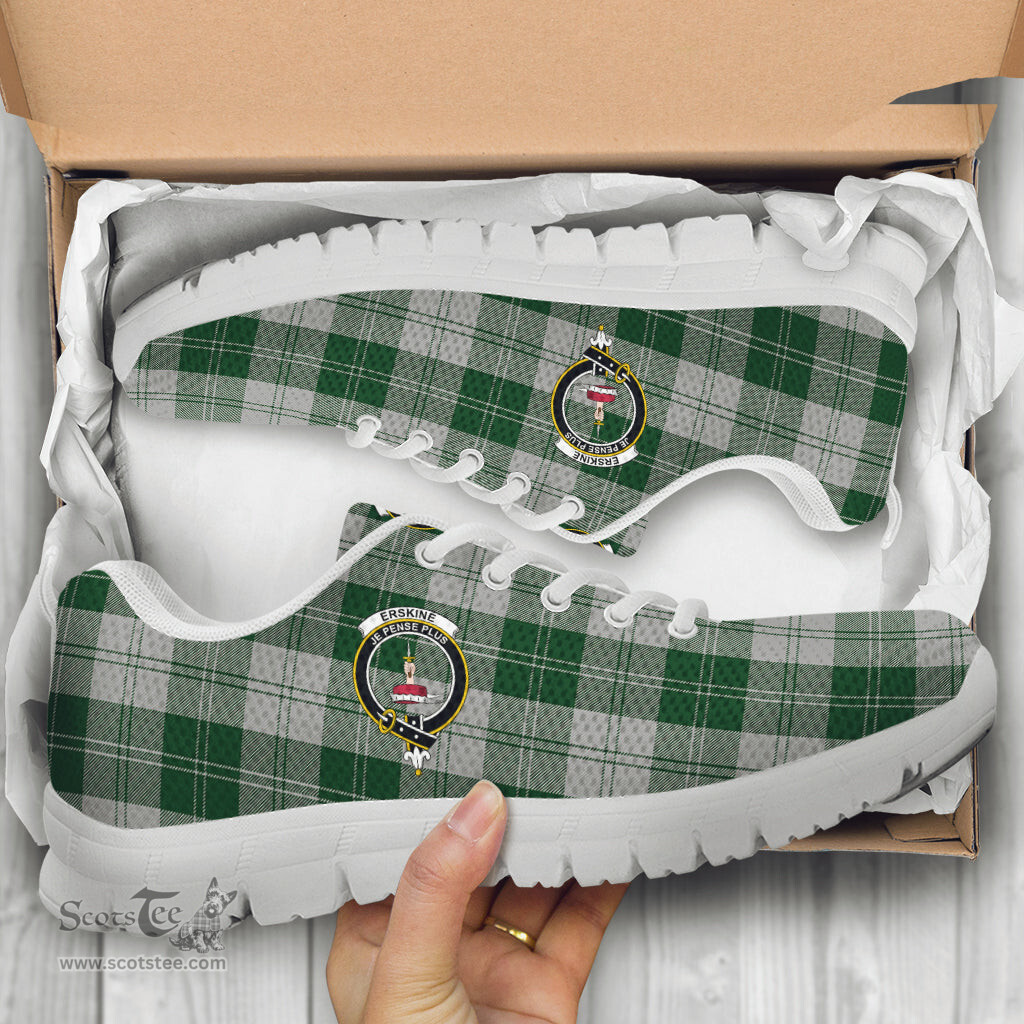 ScotsTee Shop Scottish Erskine Green Clan Crest Tartan Sneakers Tartan Casual Shoes