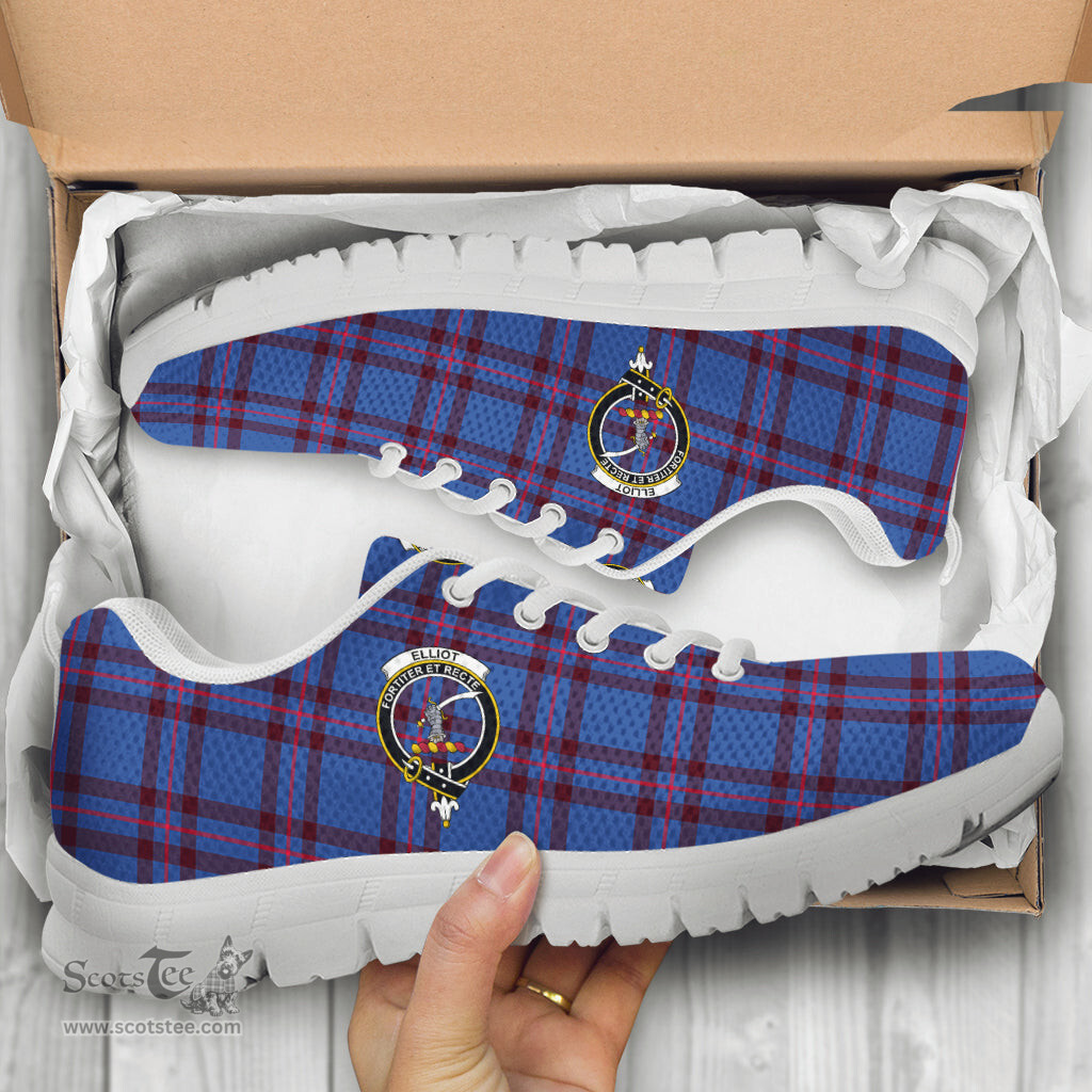 ScotsTee Shop Scottish Elliot Modern Clan Crest Tartan Sneakers Tartan Casual Shoes