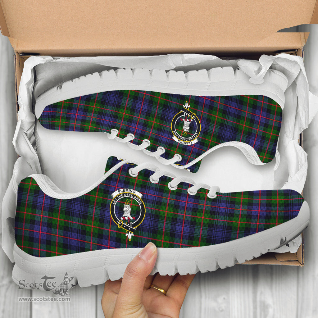 ScotsTee Shop Scottish Fleming Clan Crest Tartan Sneakers Tartan Casual Shoes