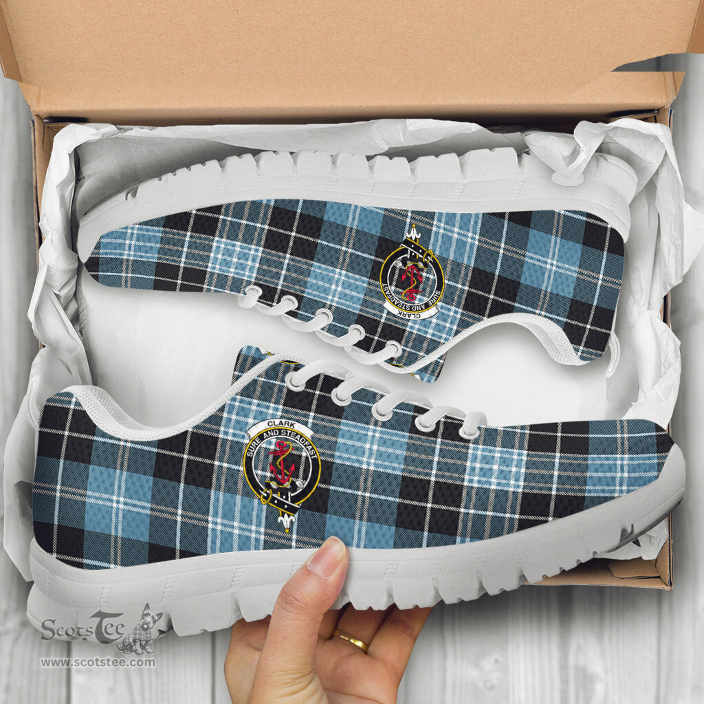 ScotsTee Shop Scottish Clark Ancient Clan Crest Tartan Sneakers Tartan Casual Shoes