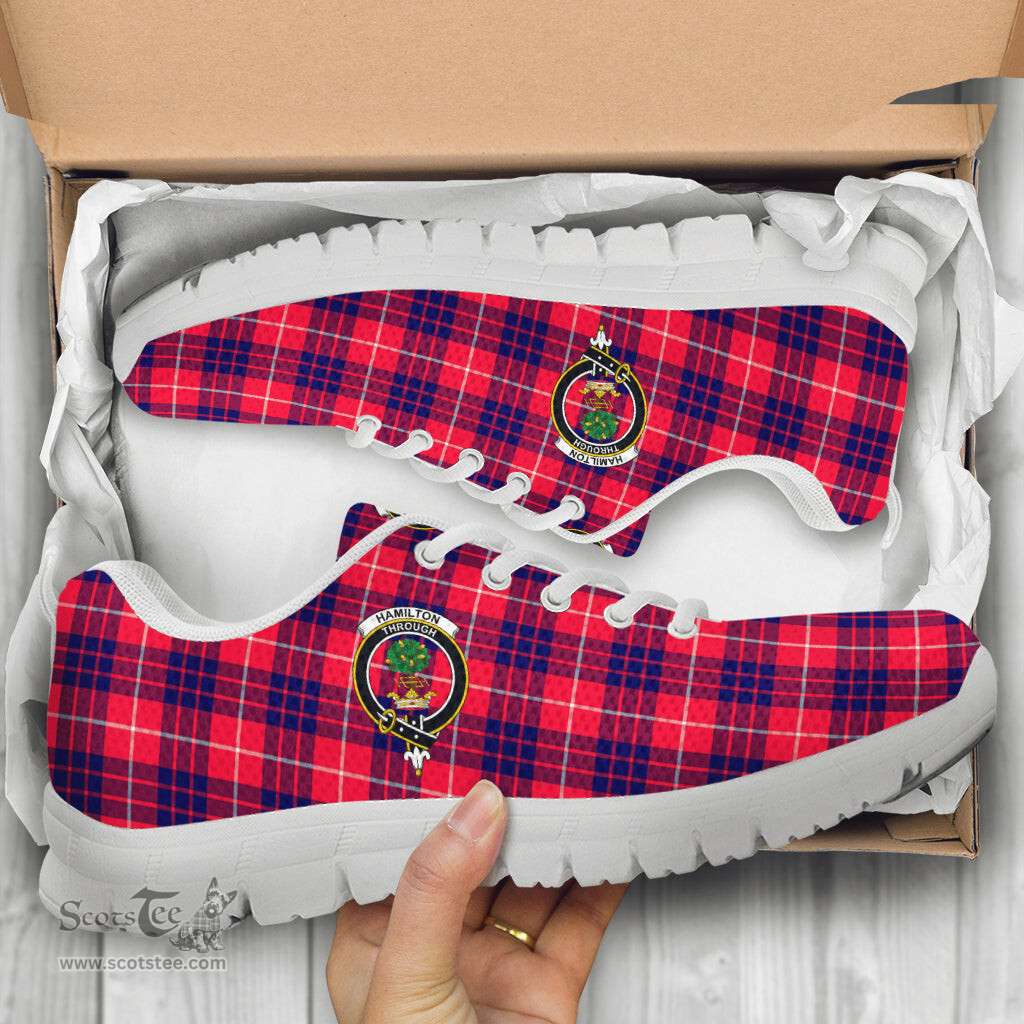 ScotsTee Shop Scottish Hamilton Modern Clan Crest Tartan Sneakers Tartan Casual Shoes