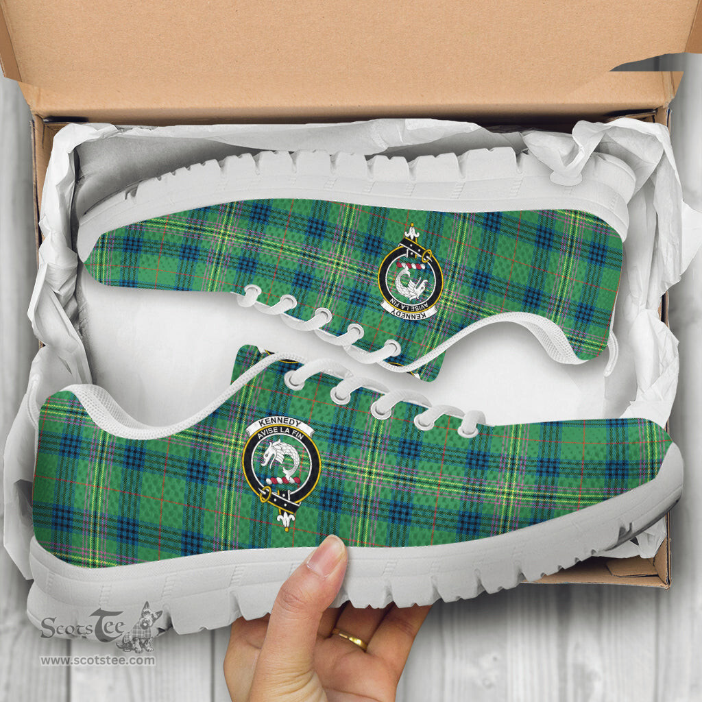 ScotsTee Shop Scottish Kennedy Ancient Clan Crest Tartan Sneakers Tartan Casual Shoes