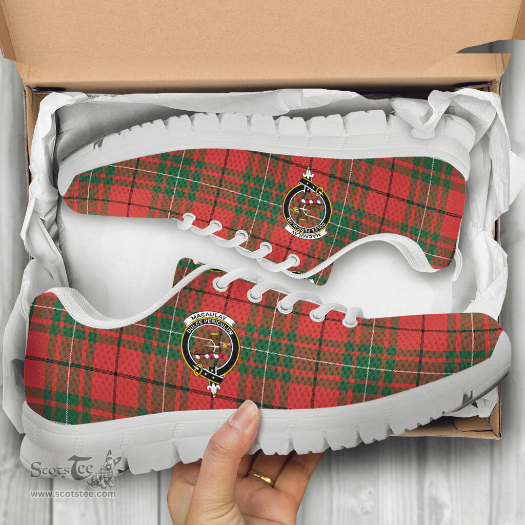 ScotsTee Shop Scottish MacAulay Ancient Clan Crest Tartan Sneakers Tartan Casual Shoes