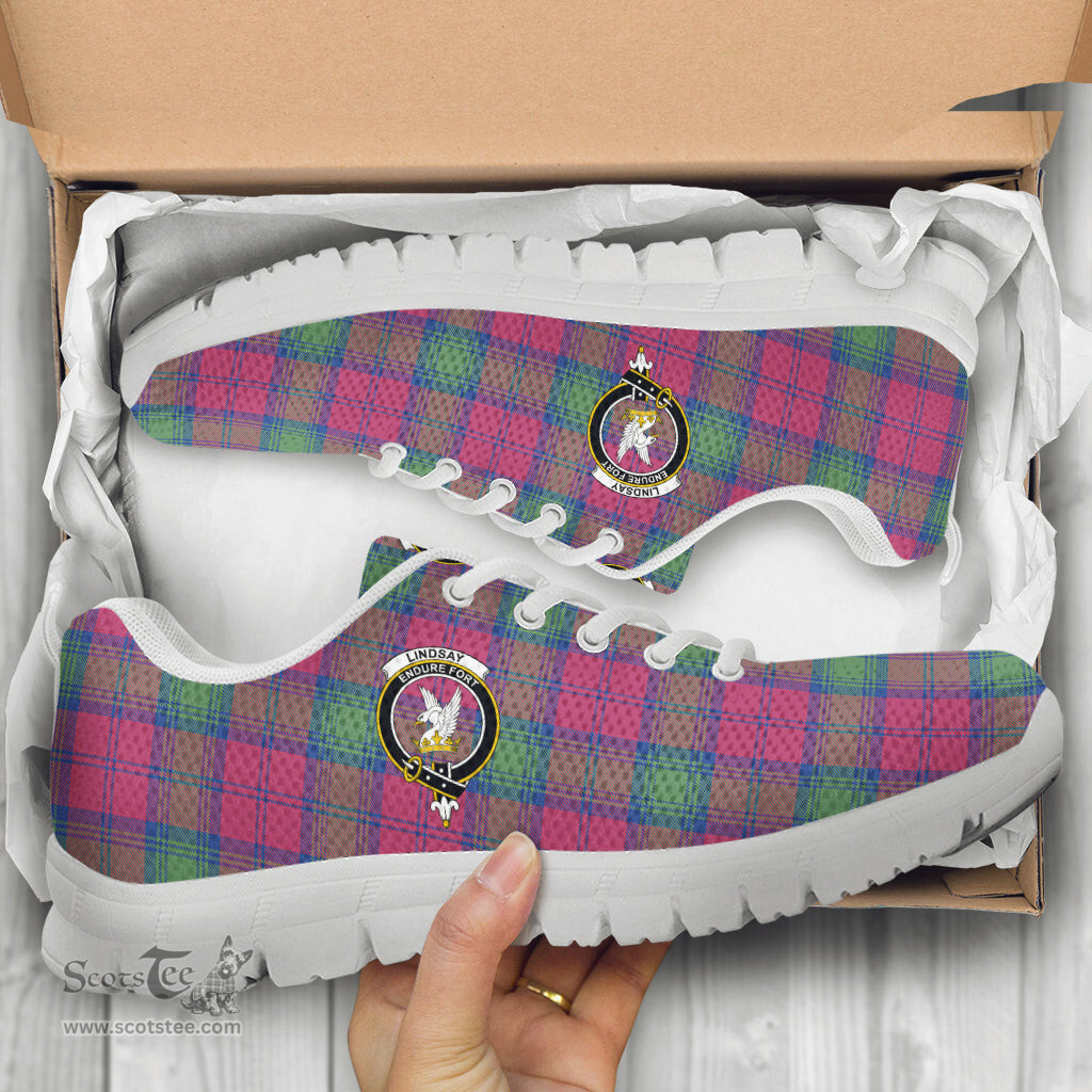 ScotsTee Shop Scottish Lindsay Ancient Clan Crest Tartan Sneakers Tartan Casual Shoes