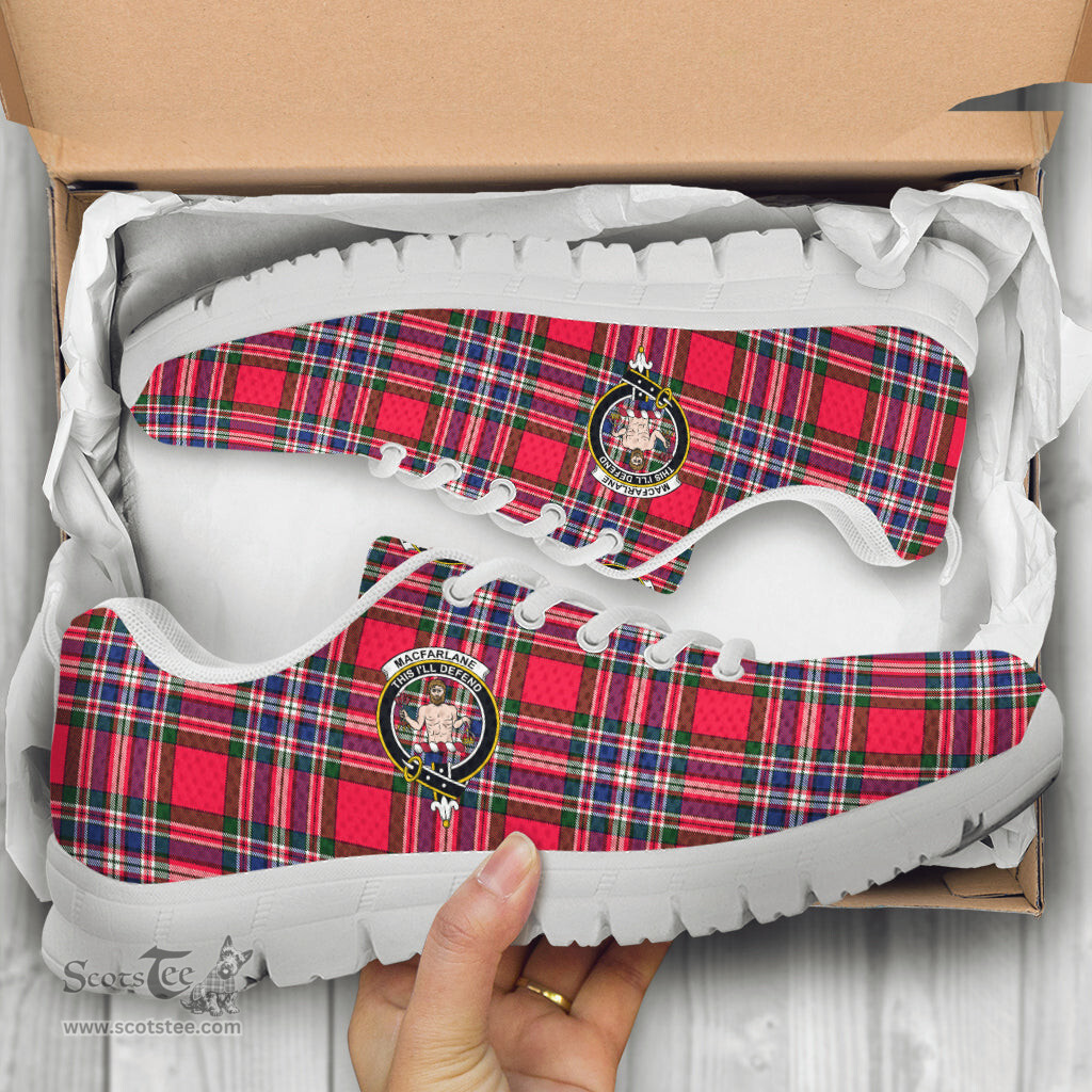 ScotsTee Shop Scottish MacFarlane Modern Clan Crest Tartan Sneakers Tartan Casual Shoes