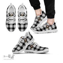 ScotsTee Shop Scottish MacFarlane Black White Clan Crest Tartan Sneakers Tartan Casual Shoes