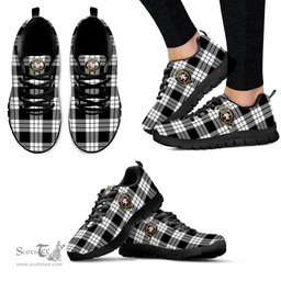ScotsTee Shop Scottish MacFarlane Black White Clan Crest Tartan Sneakers Tartan Casual Shoes