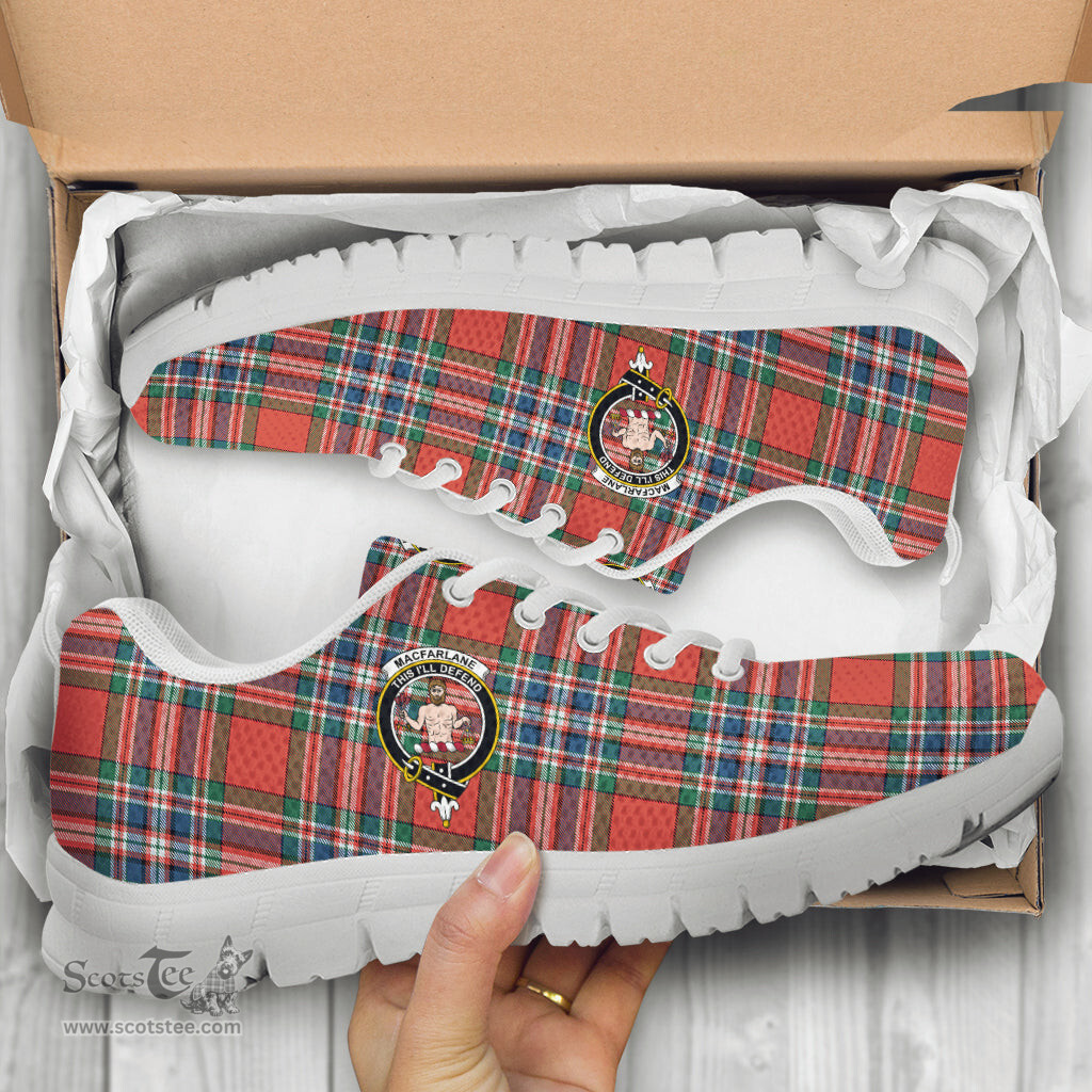 ScotsTee Shop Scottish MacFarlane Ancient Clan Crest Tartan Sneakers Tartan Casual Shoes