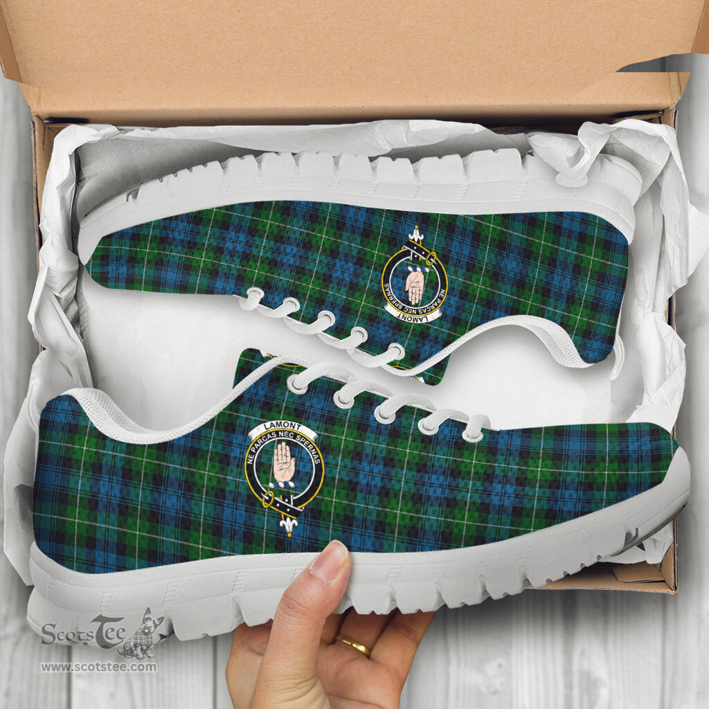 ScotsTee Shop Scottish Lamont Clan Crest Tartan Sneakers Tartan Casual Shoes
