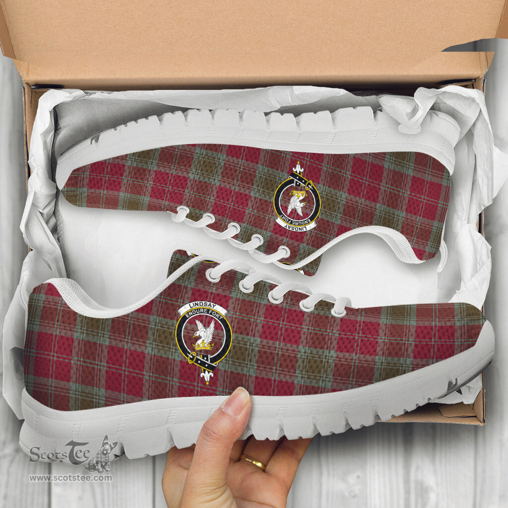 ScotsTee Shop Scottish Lindsay Weathered Clan Crest Tartan Sneakers Tartan Casual Shoes