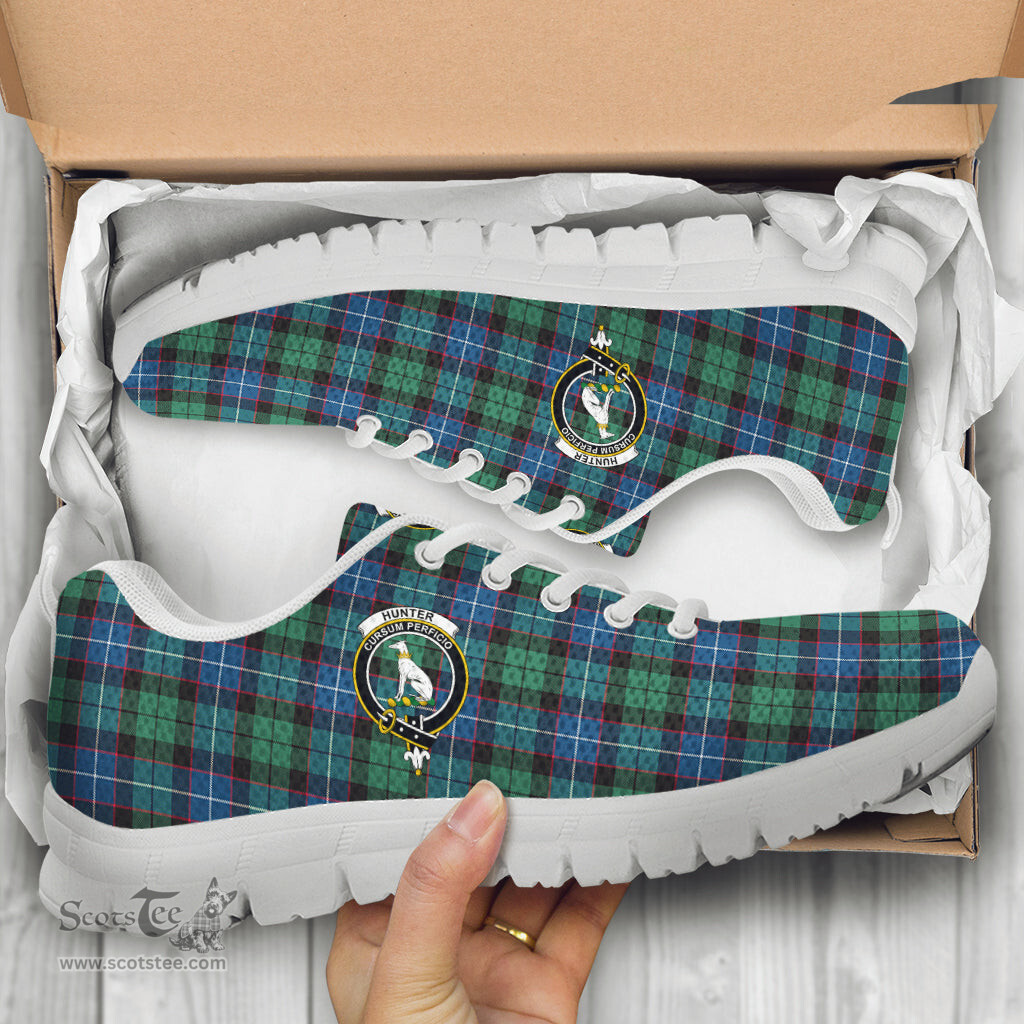 ScotsTee Shop Scottish Hunter Ancient Clan Crest Tartan Sneakers Tartan Casual Shoes