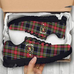 ScotsTee Shop Scottish Stewart Black Clan Crest Tartan Sneakers Tartan Casual Shoes