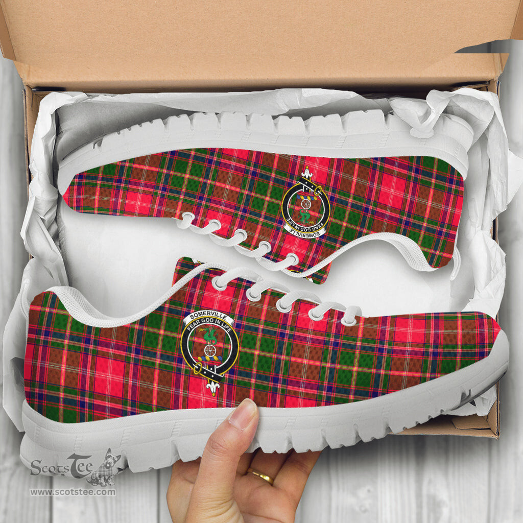 ScotsTee Shop Scottish Somerville Modern Clan Crest Tartan Sneakers Tartan Casual Shoes