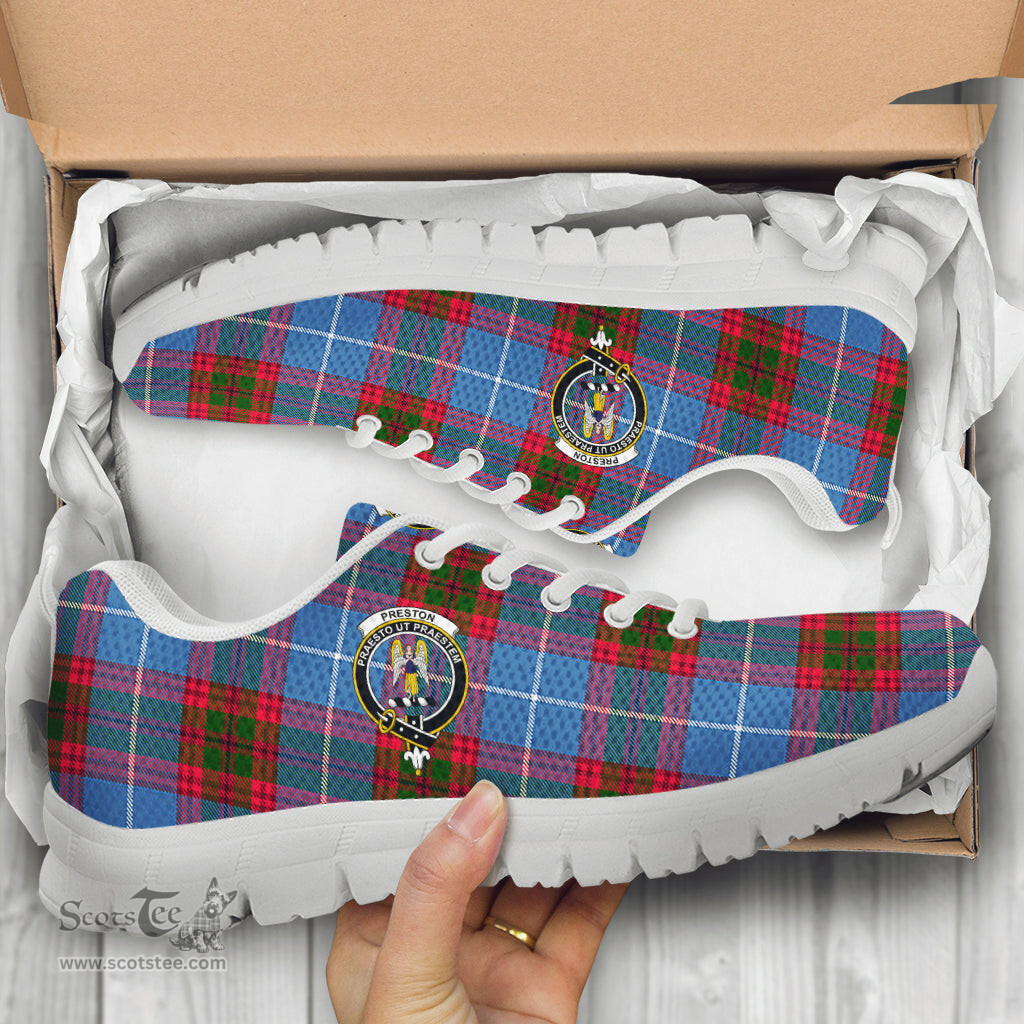 ScotsTee Shop Scottish Preston Clan Crest Tartan Sneakers Tartan Casual Shoes