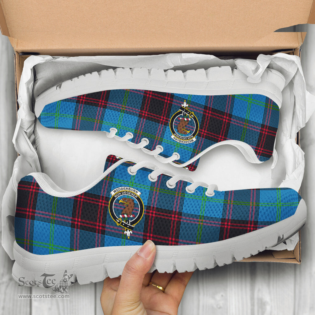 ScotsTee Shop Scottish Wedderburn Clan Crest Tartan Sneakers Tartan Casual Shoes
