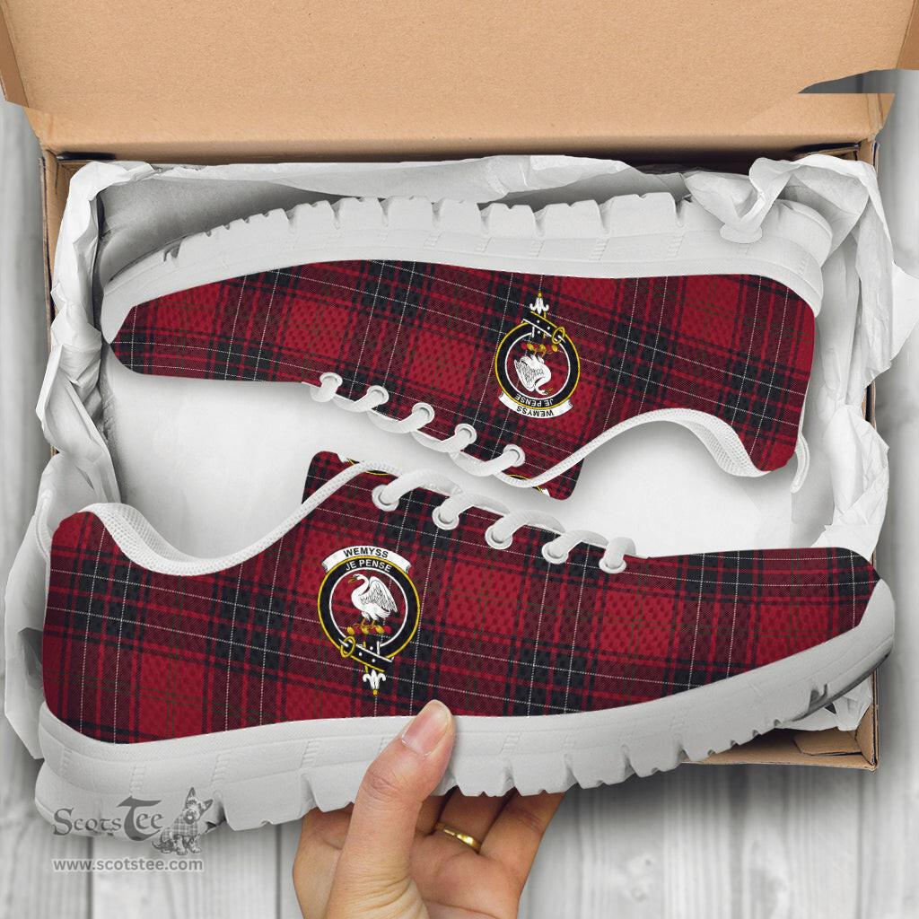 ScotsTee Shop Scottish Wemyss Clan Crest Tartan Sneakers Tartan Casual Shoes