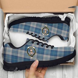 ScotsTee Shop Scottish Menzies Dress Blue and White Clan Crest Tartan Sneakers Tartan Casual Shoes