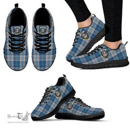 ScotsTee Shop Scottish Menzies Dress Blue and White Clan Crest Tartan Sneakers Tartan Casual Shoes