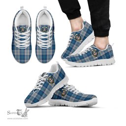 ScotsTee Shop Scottish Menzies Dress Blue and White Clan Crest Tartan Sneakers Tartan Casual Shoes