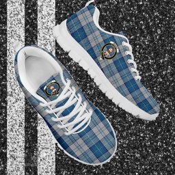 ScotsTee Shop Scottish Menzies Dress Blue and White Clan Crest Tartan Sneakers Tartan Casual Shoes