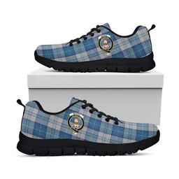 ScotsTee Shop Scottish Menzies Dress Blue and White Clan Crest Tartan Sneakers Tartan Casual Shoes