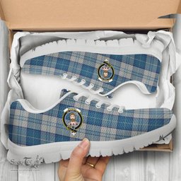 ScotsTee Shop Scottish Menzies Dress Blue and White Clan Crest Tartan Sneakers Tartan Casual Shoes