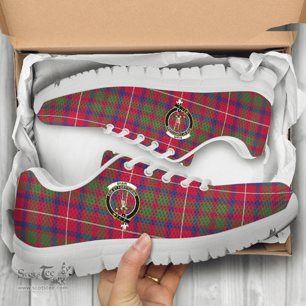 ScotsTee Shop Scottish Shaw Red Modern Clan Crest Tartan Sneakers Tartan Casual Shoes