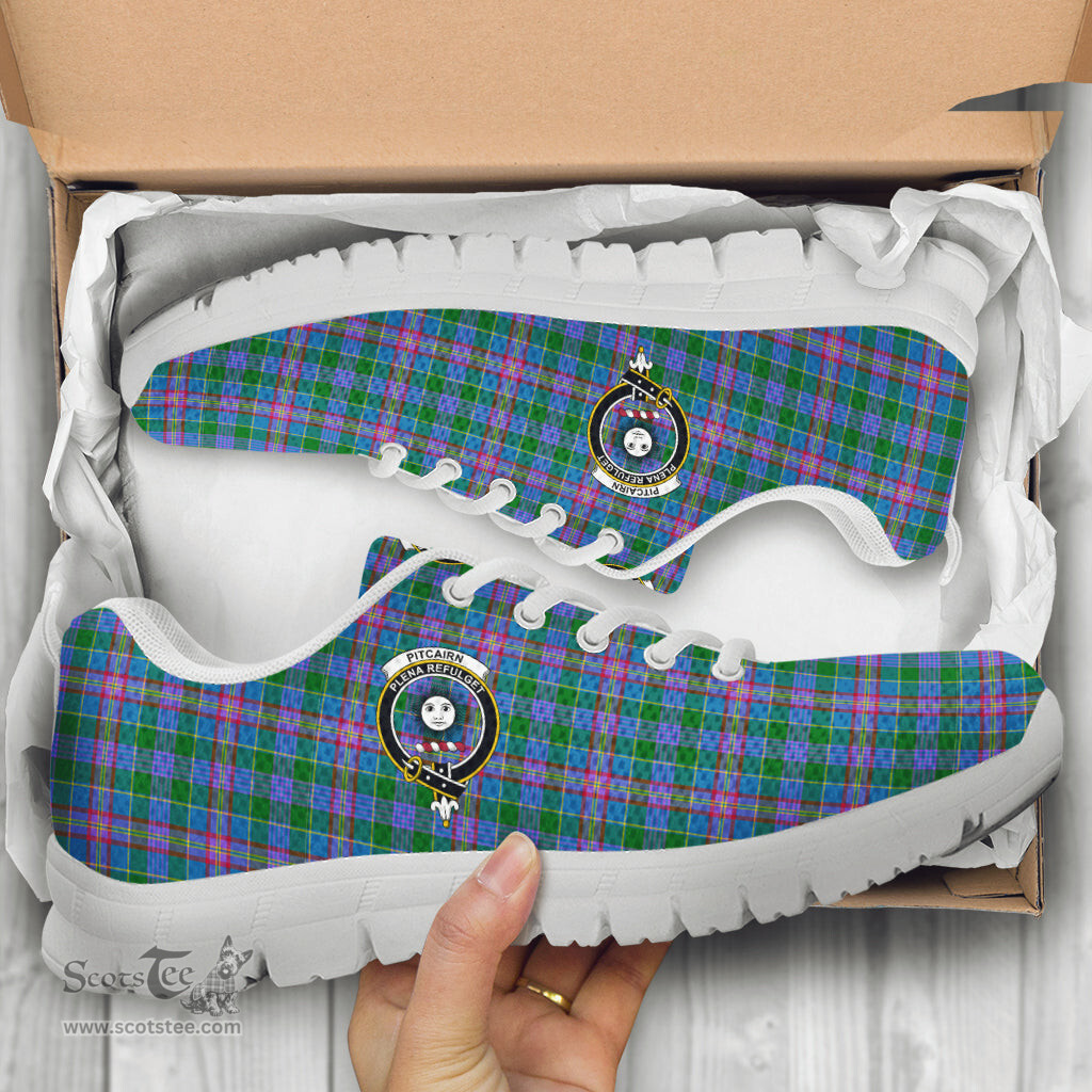 ScotsTee Shop Scottish Pitcairn Hunting Clan Crest Tartan Sneakers Tartan Casual Shoes
