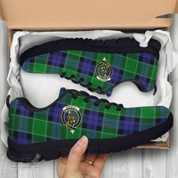 ScotsTee Shop Scottish Monteith Clan Crest Tartan Sneakers Tartan Casual Shoes
