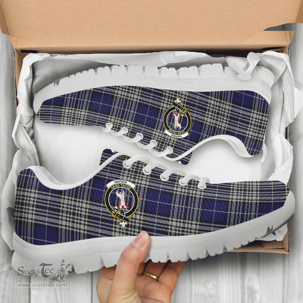 ScotsTee Shop Scottish Napier Clan Crest Tartan Sneakers Tartan Casual Shoes