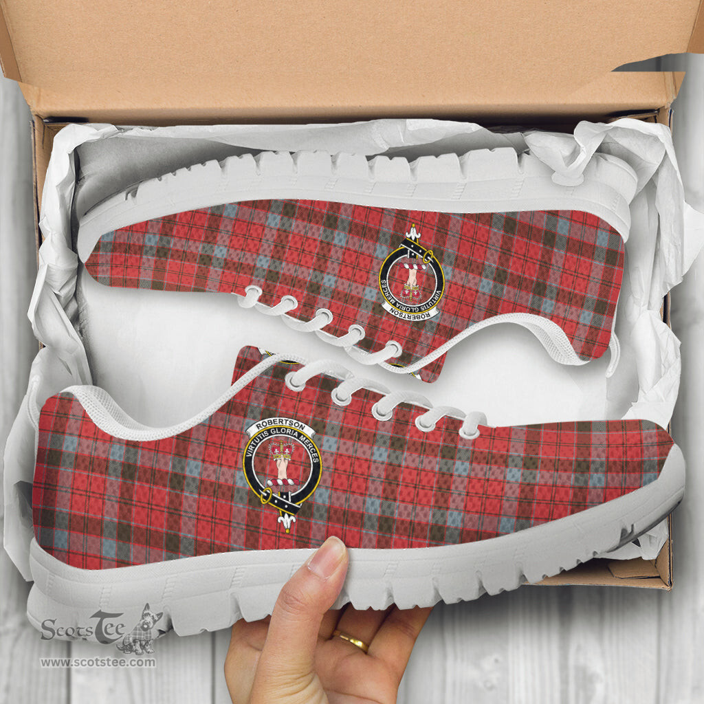 ScotsTee Shop Scottish Robertson Weathered Clan Crest Tartan Sneakers Tartan Casual Shoes