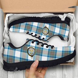 ScotsTee Shop Scottish Stewart Muted Blue Clan Crest Tartan Sneakers Tartan Casual Shoes
