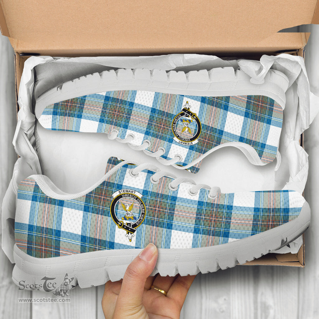 ScotsTee Shop Scottish Stewart Muted Blue Clan Crest Tartan Sneakers Tartan Casual Shoes