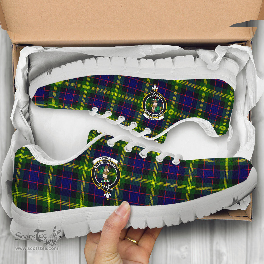 ScotsTee Shop Scottish Watson Modern Clan Crest Tartan Sneakers Tartan Casual Shoes
