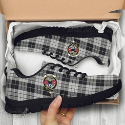 ScotsTee Shop Scottish MacLeod Black and White Clan Crest Tartan Sneakers Tartan Casual Shoes
