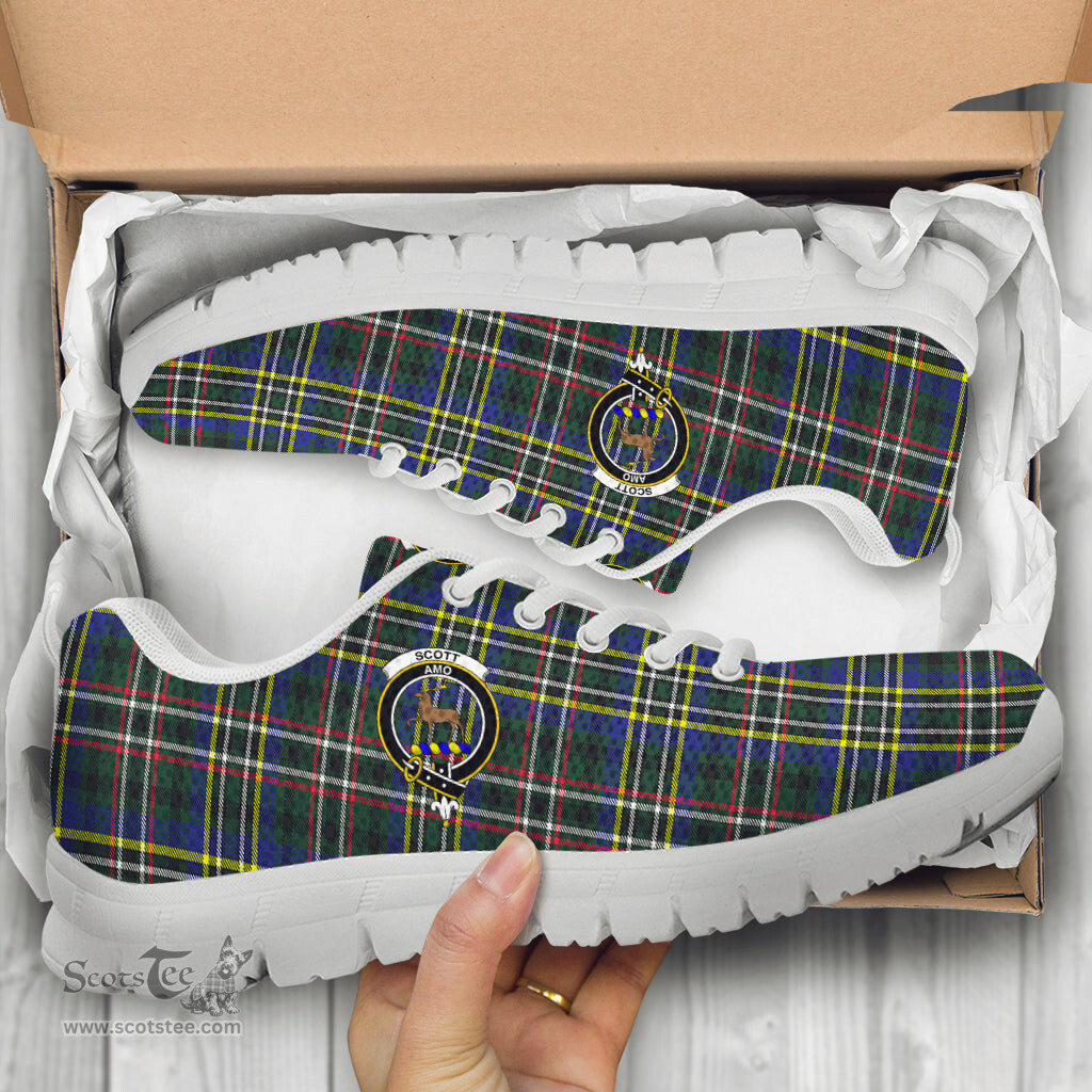 ScotsTee Shop Scottish Scott Green Modern Clan Crest Tartan Sneakers Tartan Casual Shoes