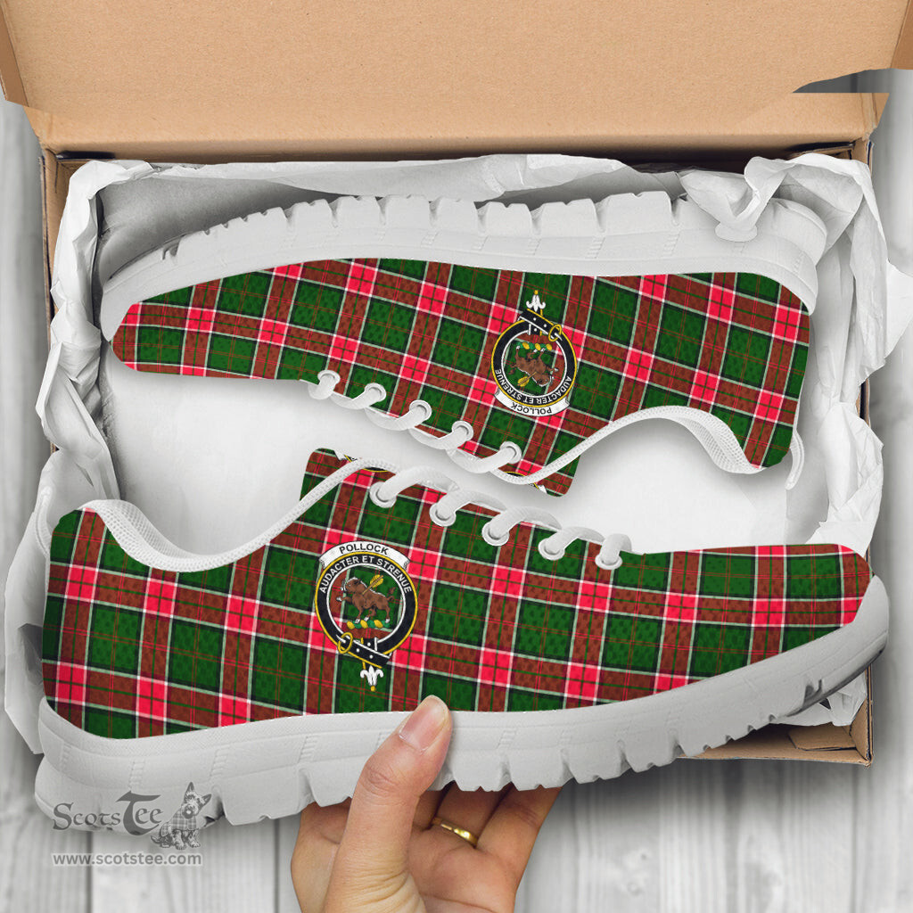ScotsTee Shop Scottish Pollock Modern Clan Crest Tartan Sneakers Tartan Casual Shoes