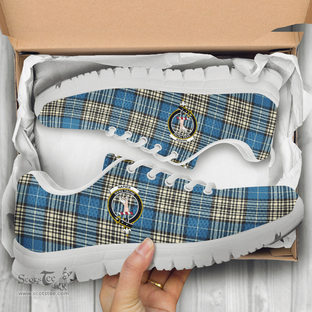 ScotsTee Shop Scottish Napier Ancient Clan Crest Tartan Sneakers Tartan Casual Shoes