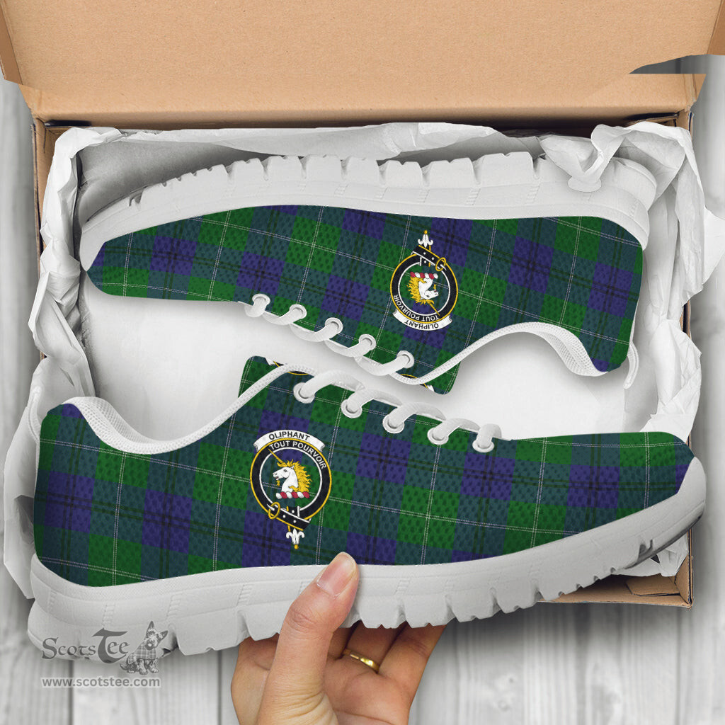 ScotsTee Shop Scottish Oliphant Clan Crest Tartan Sneakers Tartan Casual Shoes