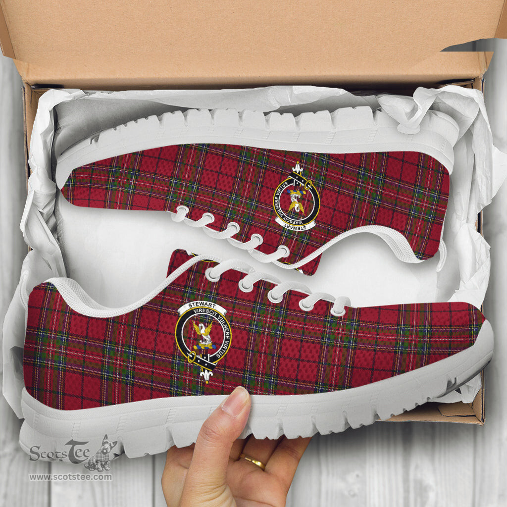 ScotsTee Shop Scottish Stewart of Galloway Clan Crest Tartan Sneakers Tartan Casual Shoes