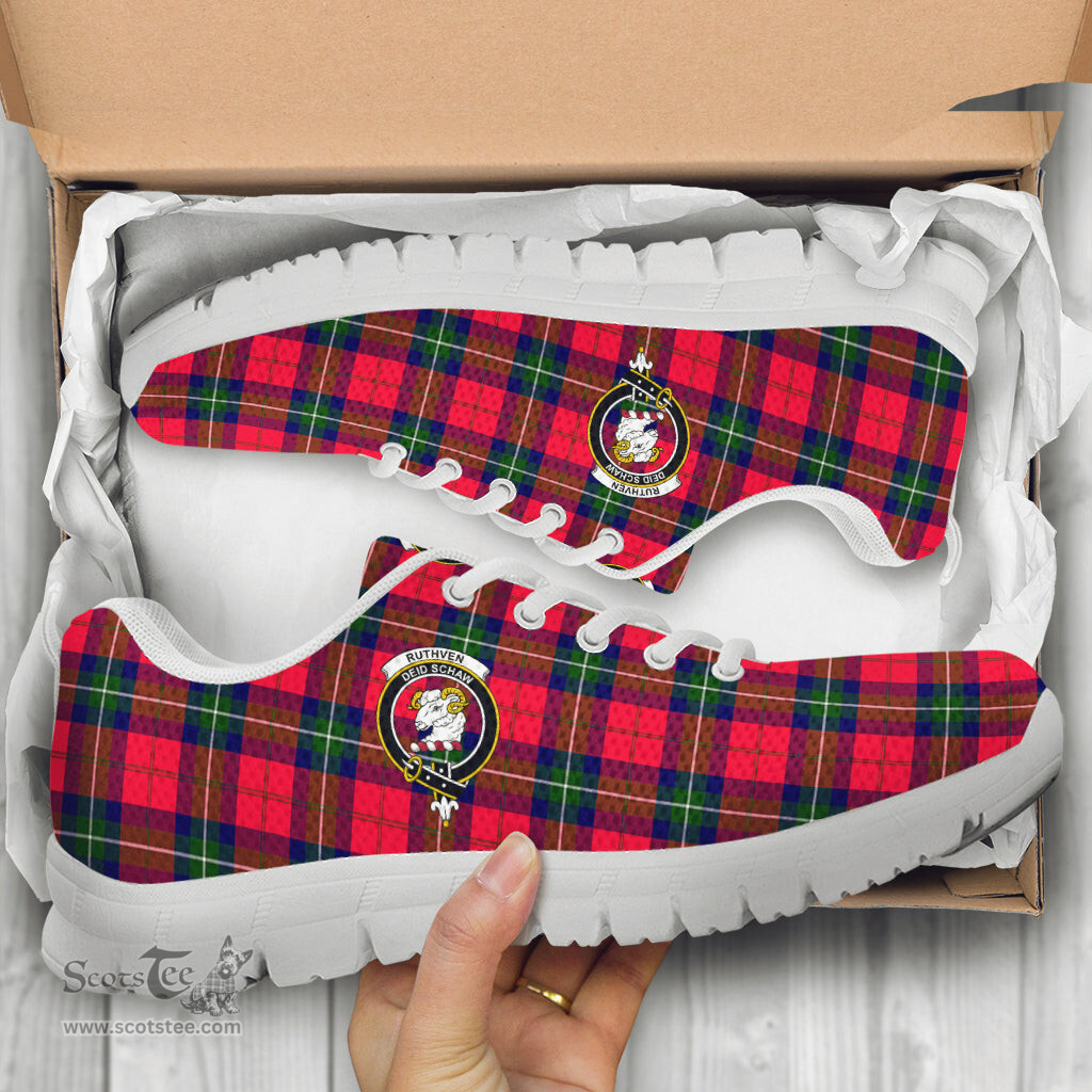 ScotsTee Shop Scottish Ruthven Modern Clan Crest Tartan Sneakers Tartan Casual Shoes