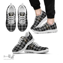 ScotsTee Shop Scottish MacLean Black and White Clan Crest Tartan Sneakers Tartan Casual Shoes