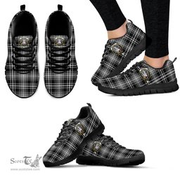 ScotsTee Shop Scottish MacLean Black and White Clan Crest Tartan Sneakers Tartan Casual Shoes