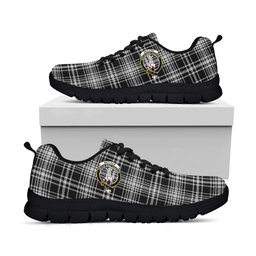 ScotsTee Shop Scottish MacLean Black and White Clan Crest Tartan Sneakers Tartan Casual Shoes