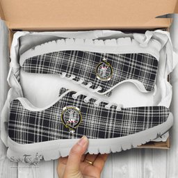 ScotsTee Shop Scottish MacLean Black and White Clan Crest Tartan Sneakers Tartan Casual Shoes